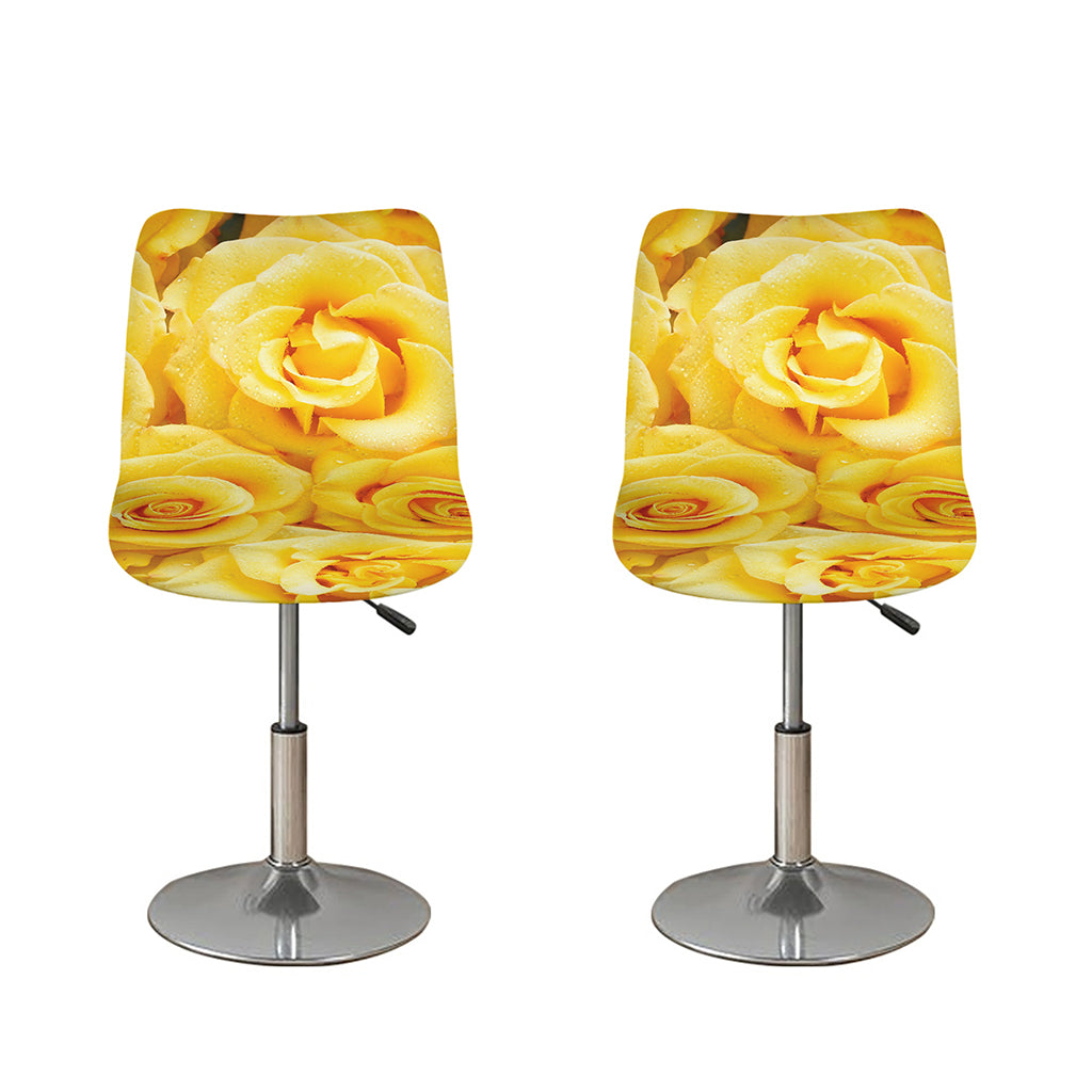 Yellow Rose Print Bar Stool Covers