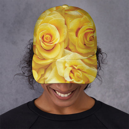 Yellow Rose Print Baseball Cap