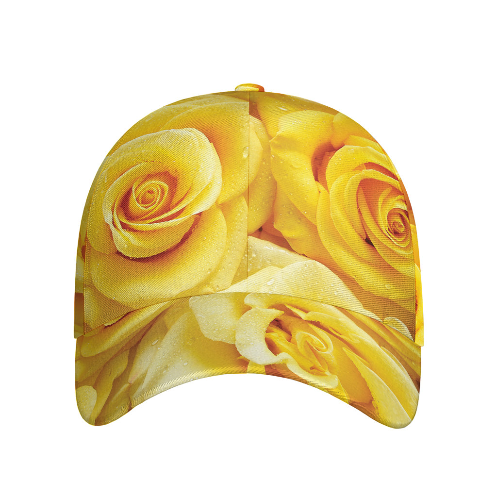 Yellow Rose Print Baseball Cap