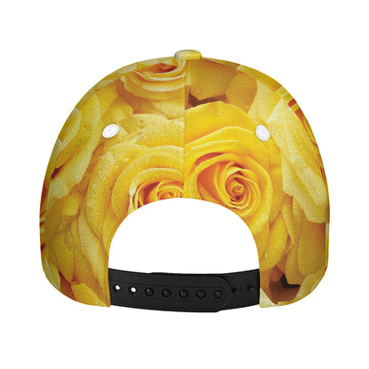 Yellow Rose Print Baseball Cap