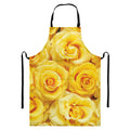 Yellow Rose Print Bib Apron With Pocket