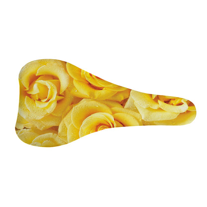 Yellow Rose Print Bicycle Seat Cover