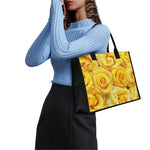 Yellow Rose Print Canvas Tote Bag