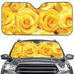 Yellow Rose Print Car Windshield Sun Shade