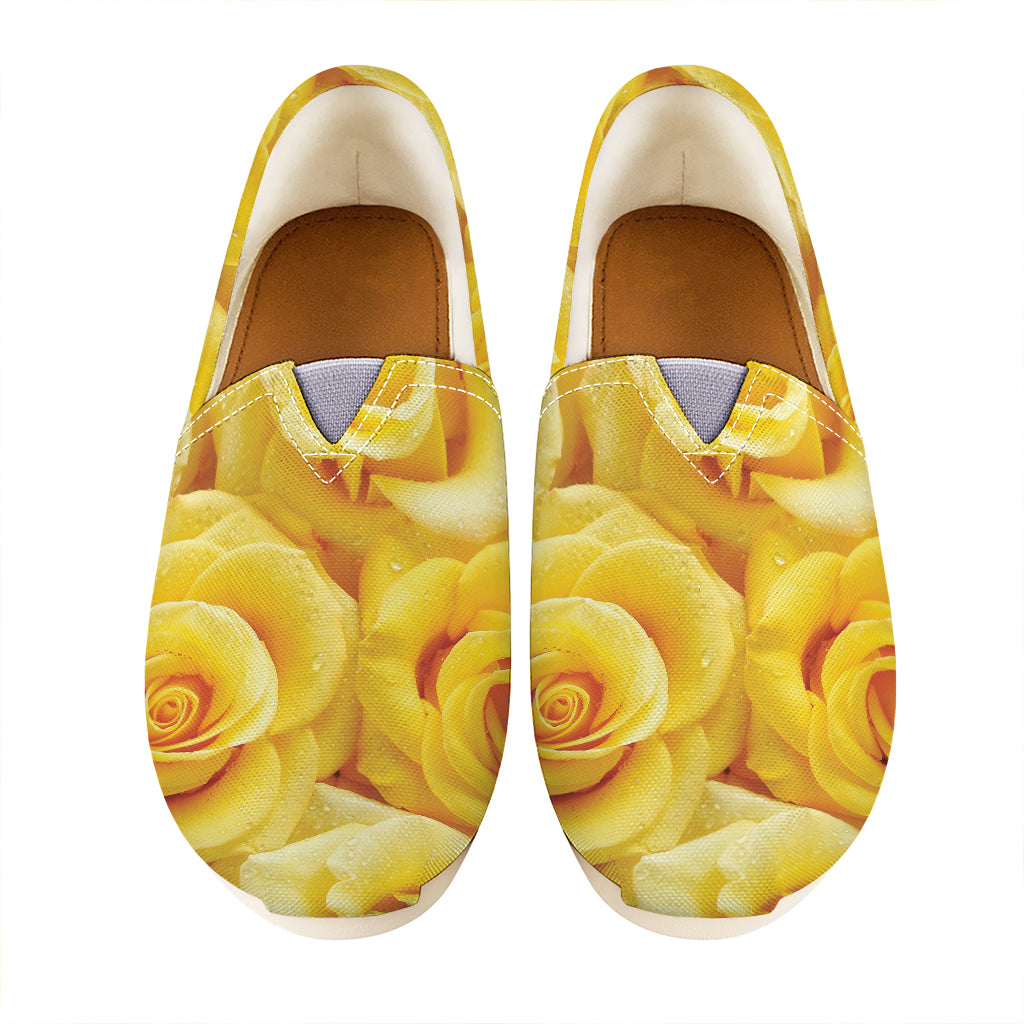 Yellow Rose Print Casual Shoes