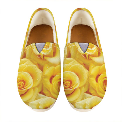 Yellow Rose Print Casual Shoes