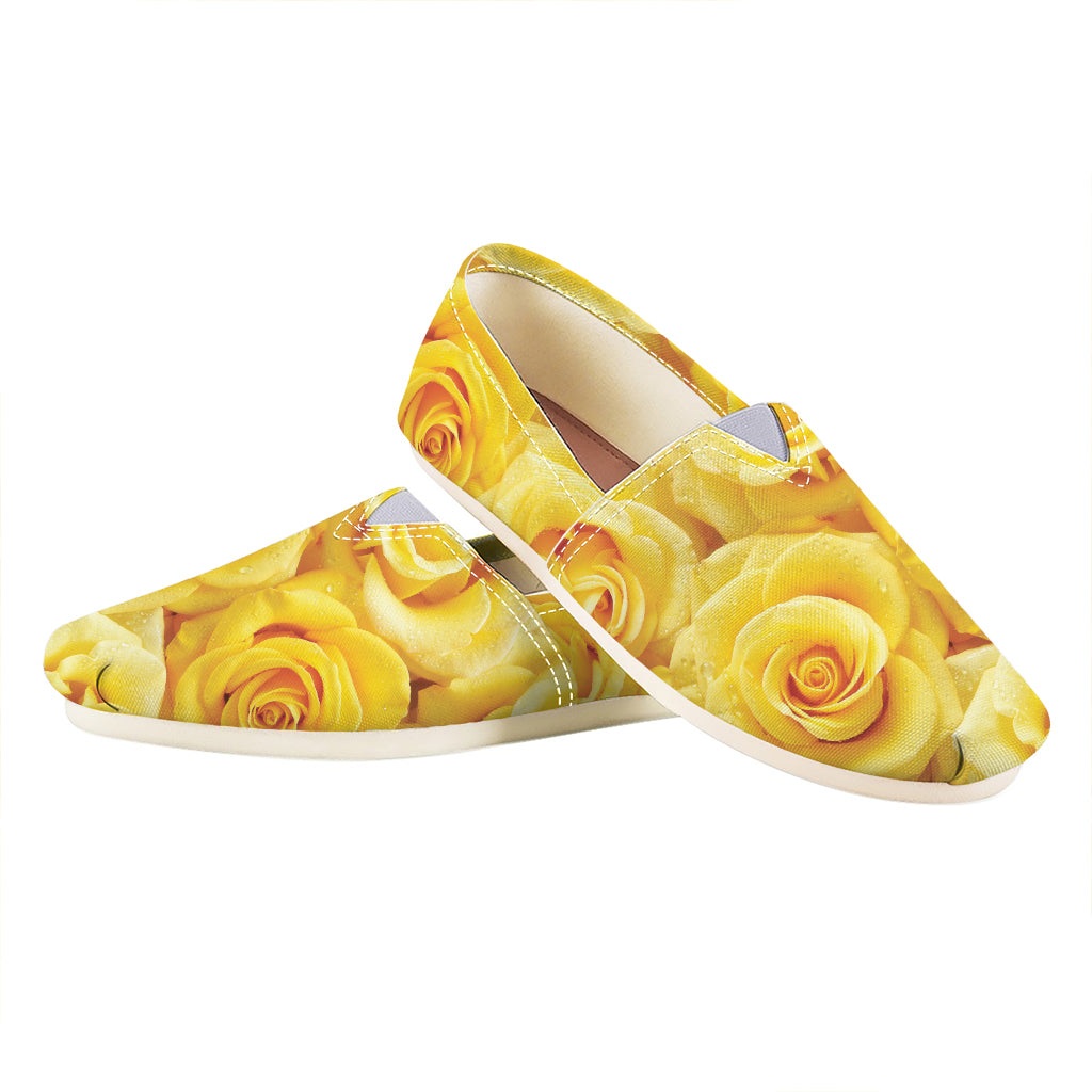 Yellow Rose Print Casual Shoes
