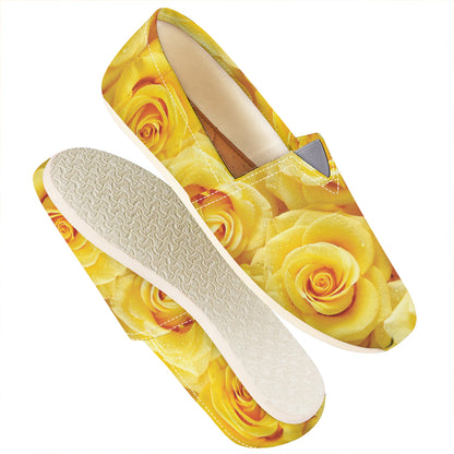 Yellow Rose Print Casual Shoes