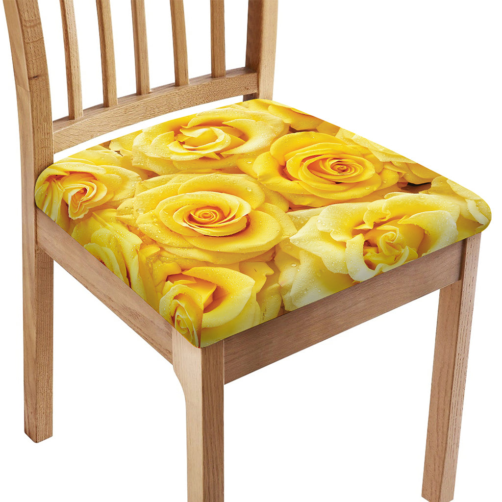 Yellow Rose Print Chair Cushion Cover