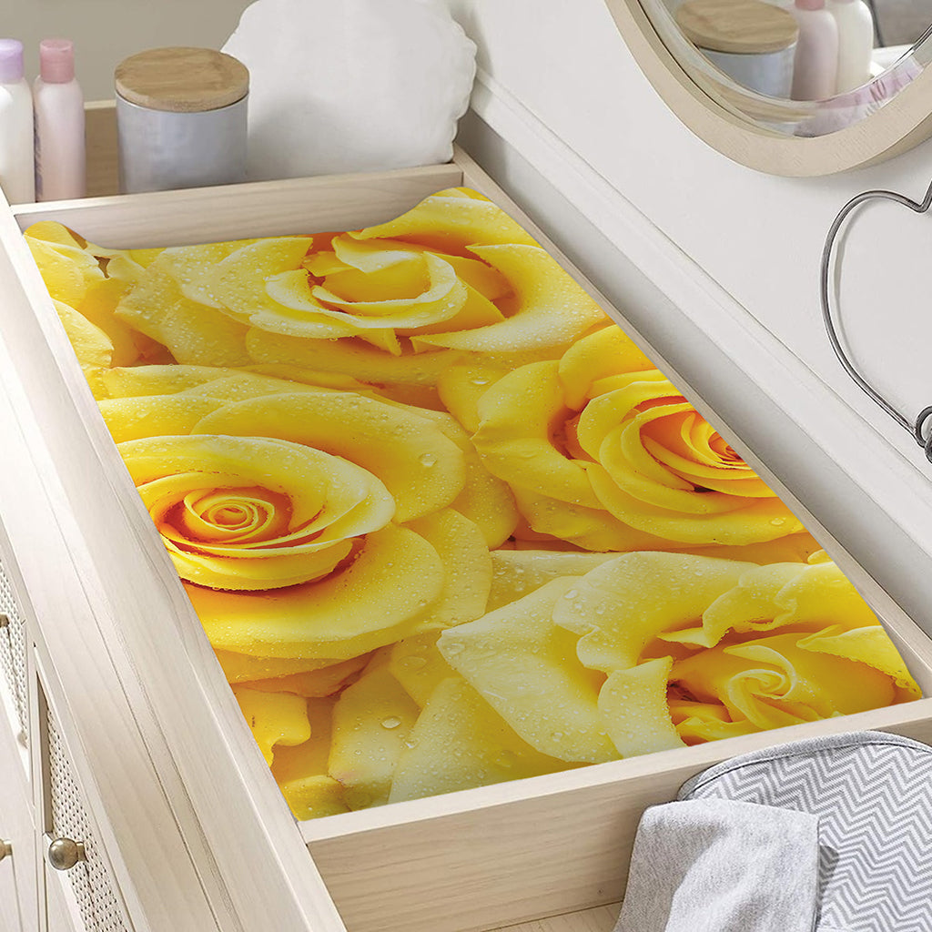 Yellow Rose Print Changing Pad Cover