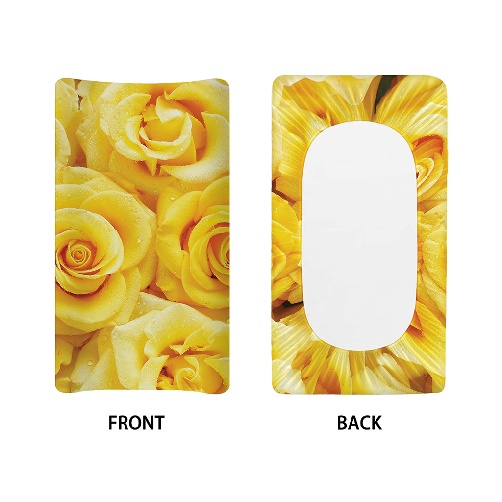 Yellow Rose Print Changing Pad Cover