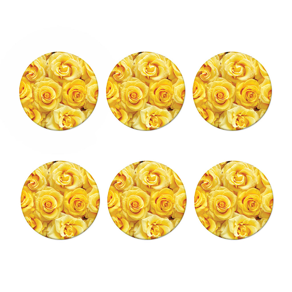 Yellow Rose Print Coaster Set