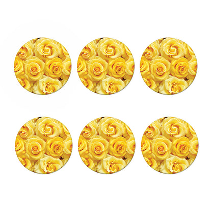 Yellow Rose Print Coaster Set