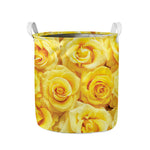 Yellow Rose Print Collapsible Laundry Basket