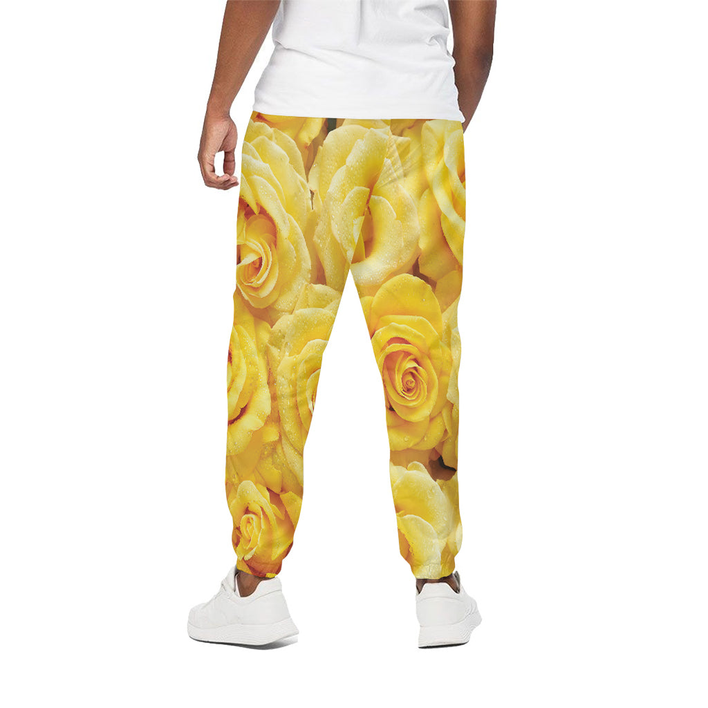 Yellow Rose Print Cotton Pants