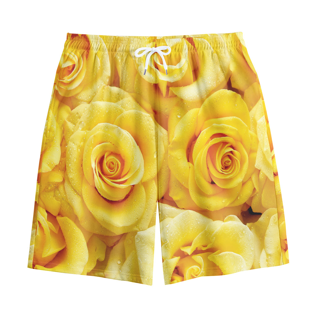Yellow Rose Print Cotton Shorts