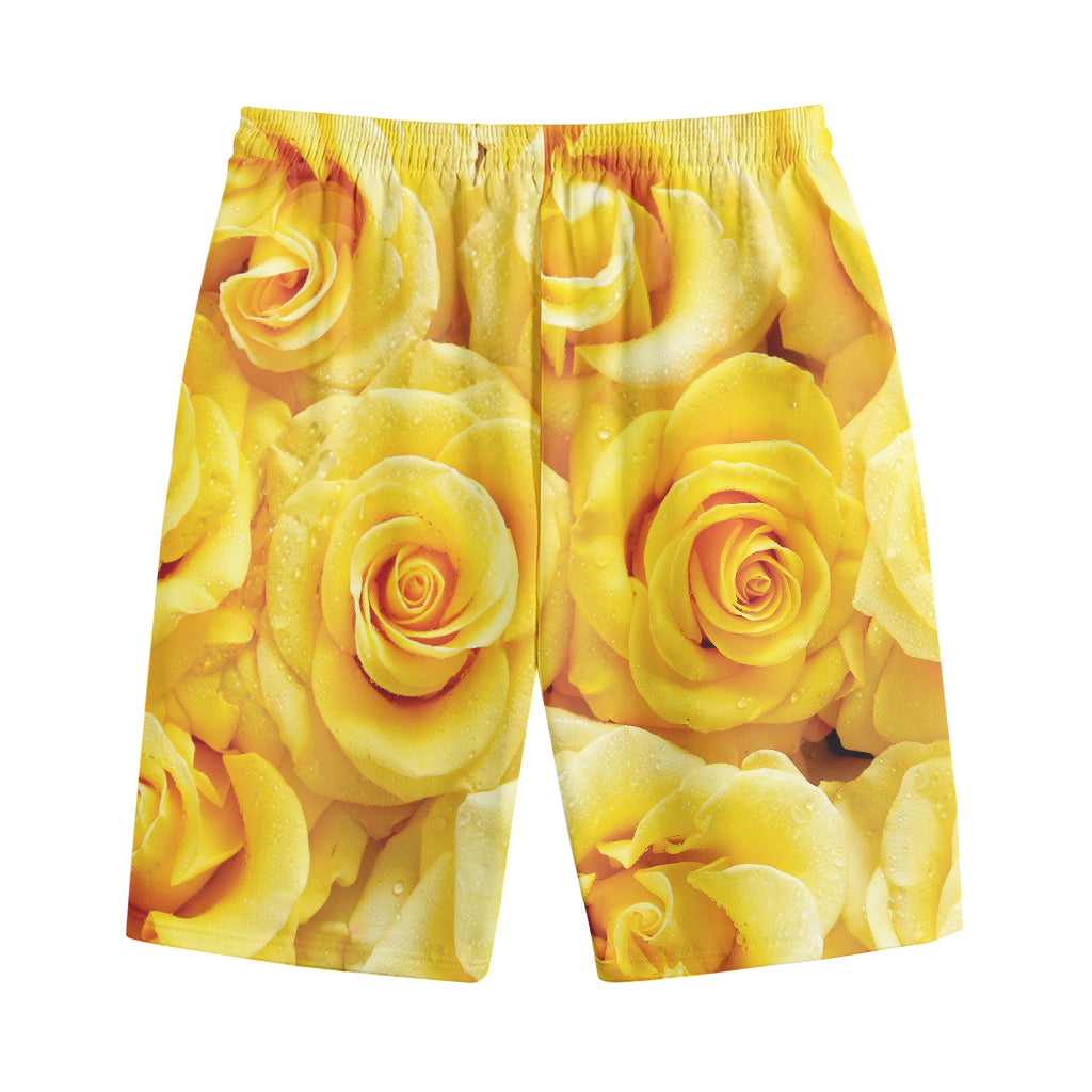 Yellow Rose Print Cotton Shorts