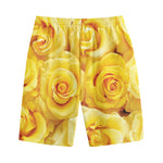 Yellow Rose Print Cotton Shorts