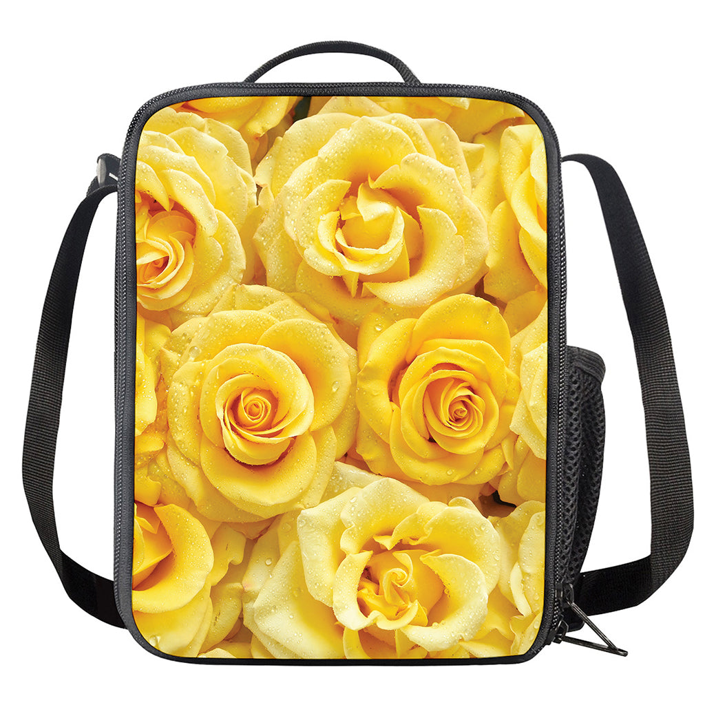 Yellow Rose Print Crossbody Lunch Bag