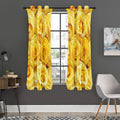 Yellow Rose Print Grommet Curtain Panels