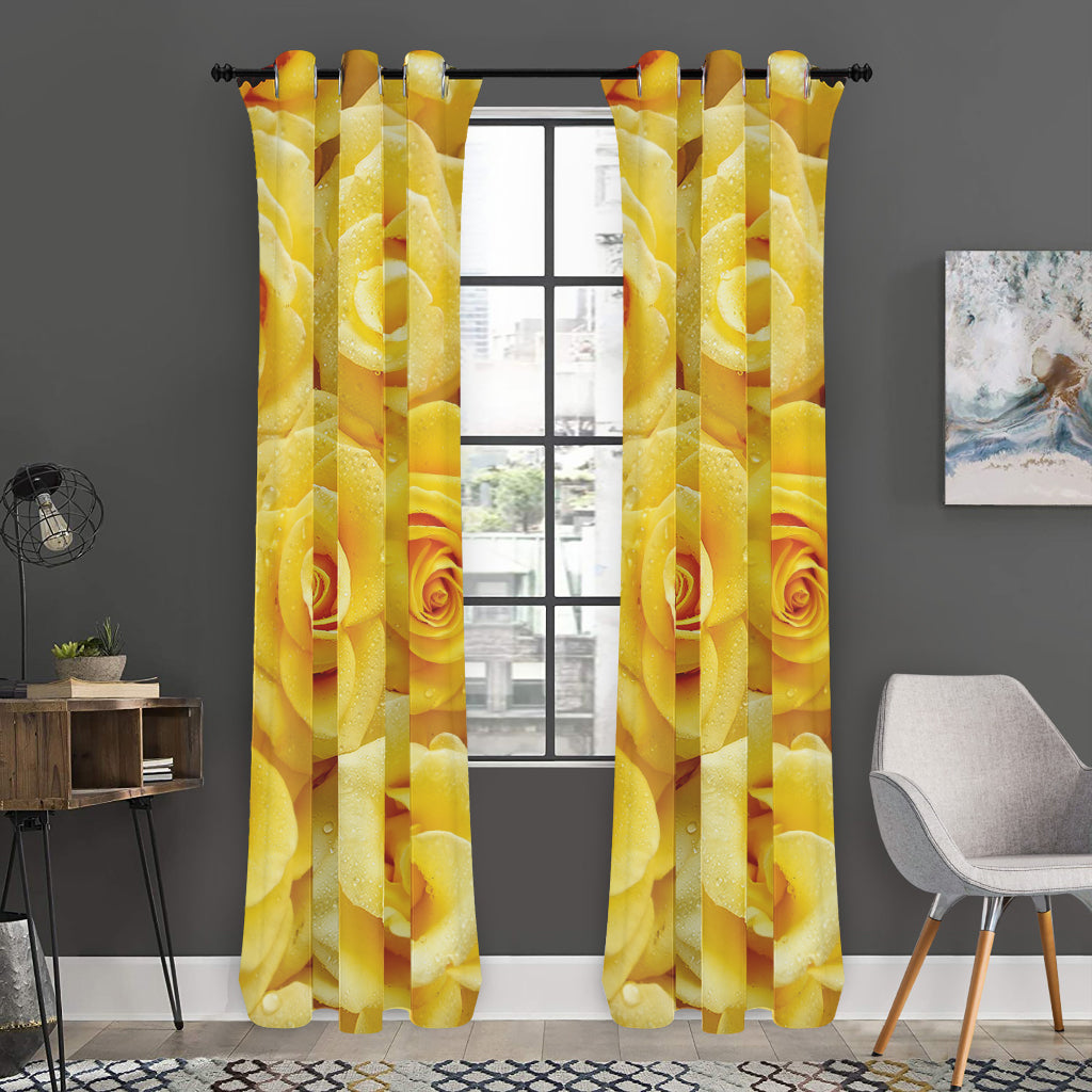Yellow Rose Print Curtain