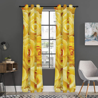 Yellow Rose Print Curtain