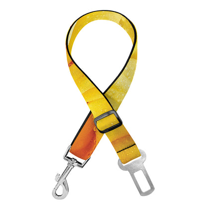 Yellow Rose Print Dog Seat Belt