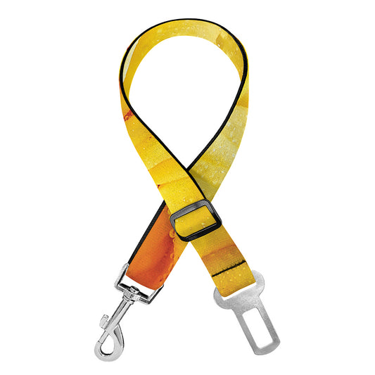 Yellow Rose Print Dog Seat Belt