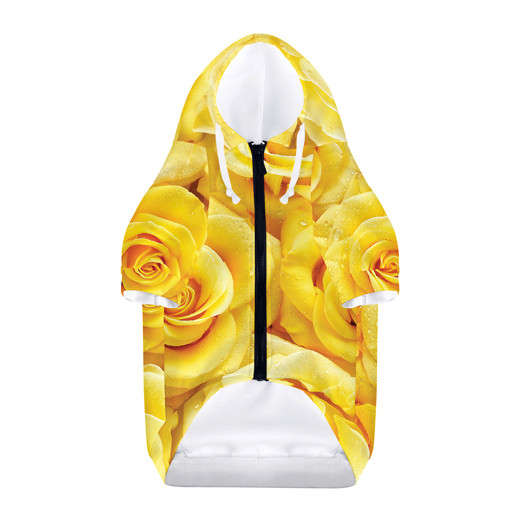 Yellow Rose Print Dog Zip Up Hoodie