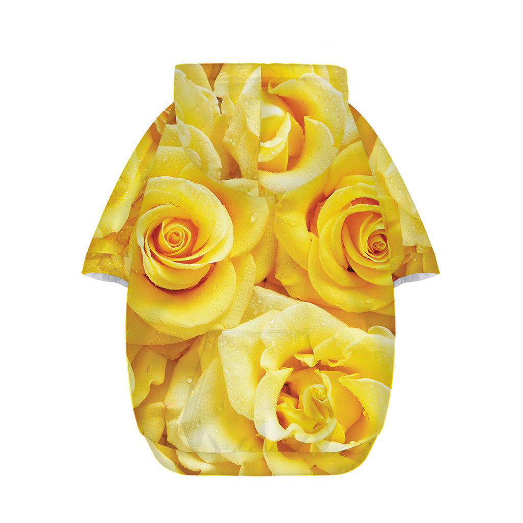 Yellow Rose Print Dog Zip Up Hoodie
