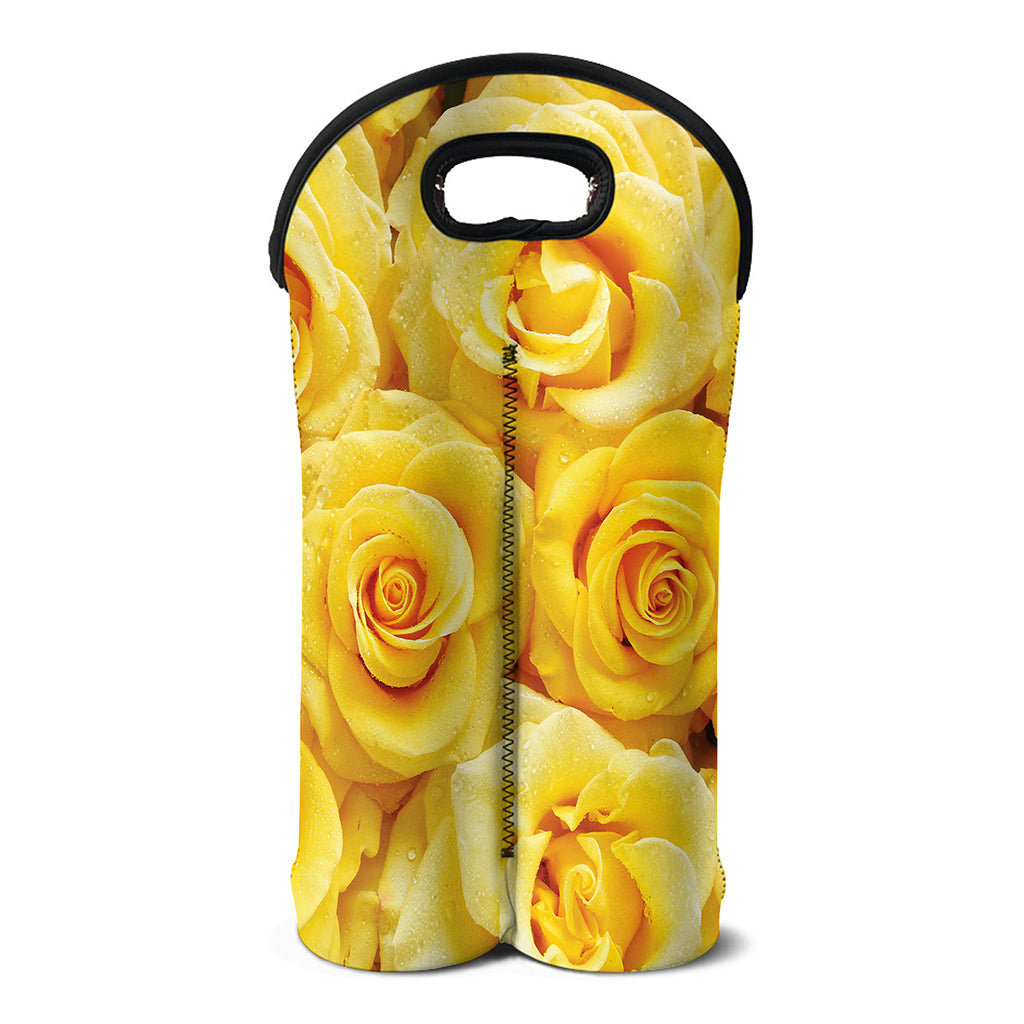 Yellow Rose Print Double Neoprene Wine Tote