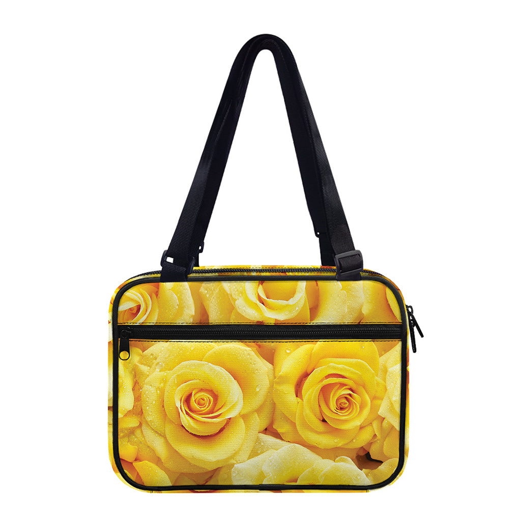 Yellow Rose Print Double Strap Bible Bag