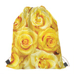Yellow Rose Print Drawstring Bag