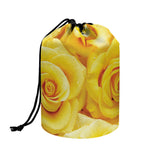 Yellow Rose Print Drawstring Makeup Bag