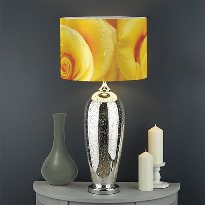 Yellow Rose Print Drum Lamp Shade