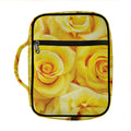 Yellow Rose Print Front Pocket Bible Bag