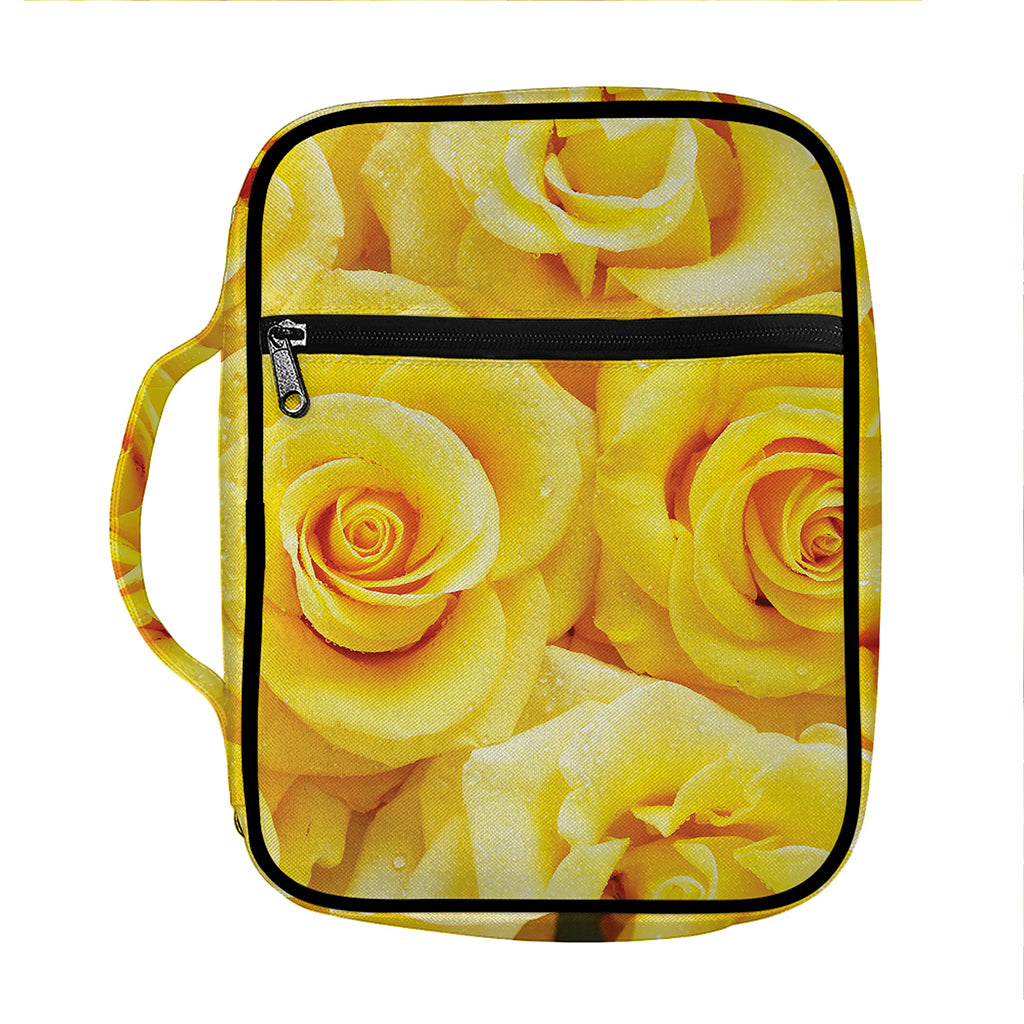 Yellow Rose Print Front Pocket Bible Bag
