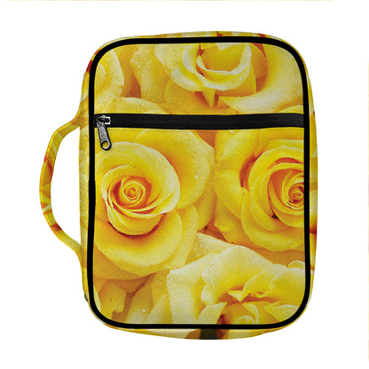 Yellow Rose Print Front Pocket Bible Bag