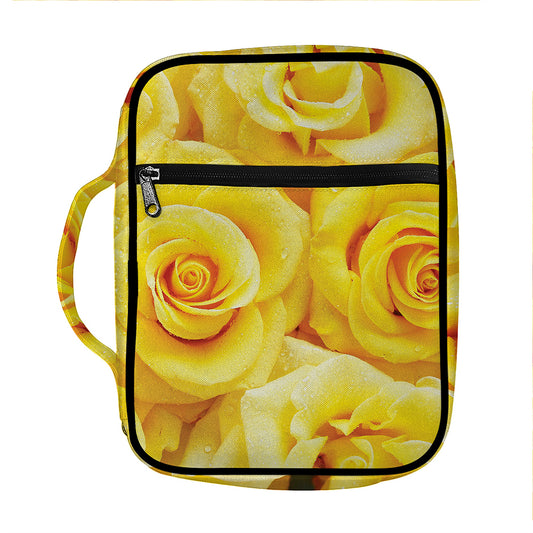 Yellow Rose Print Front Pocket Bible Bag