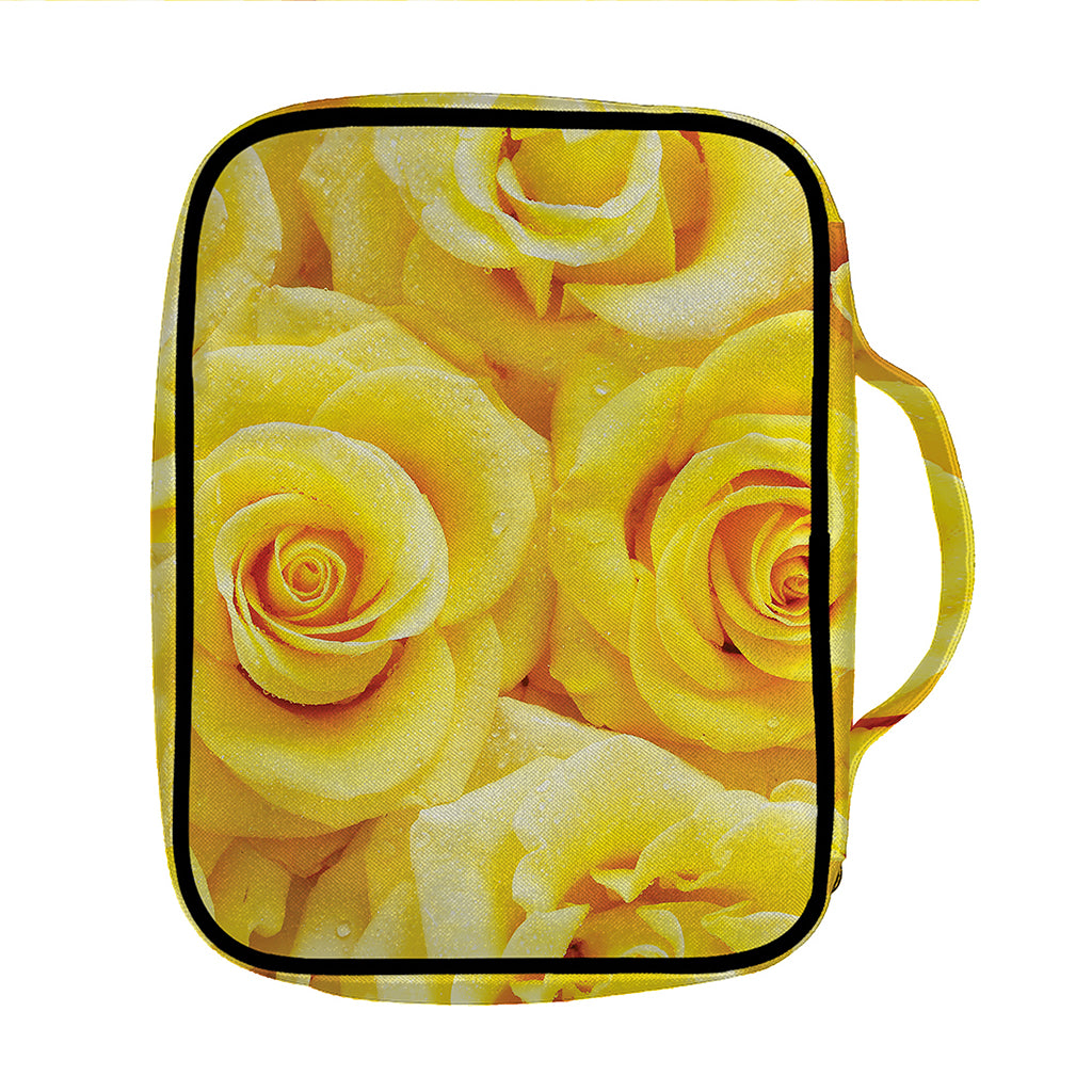 Yellow Rose Print Front Pocket Bible Bag