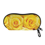 Yellow Rose Print Glasses Case