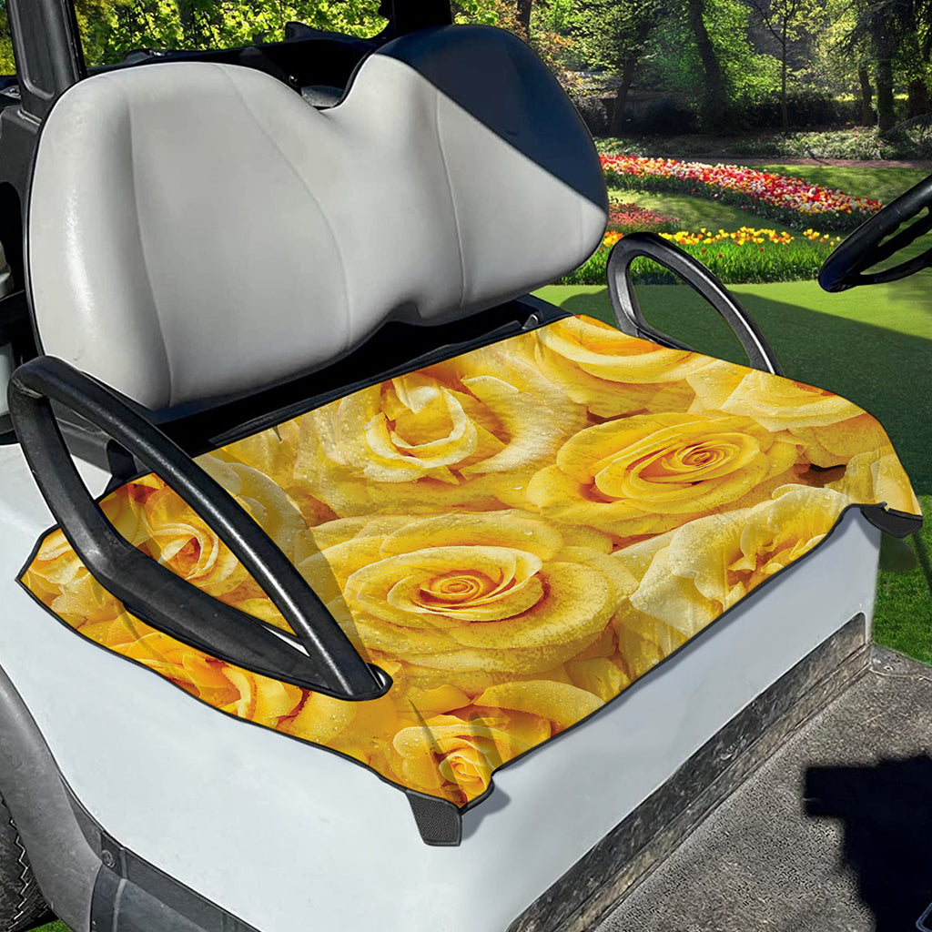 Yellow Rose Print Golf Cart Seat Cover