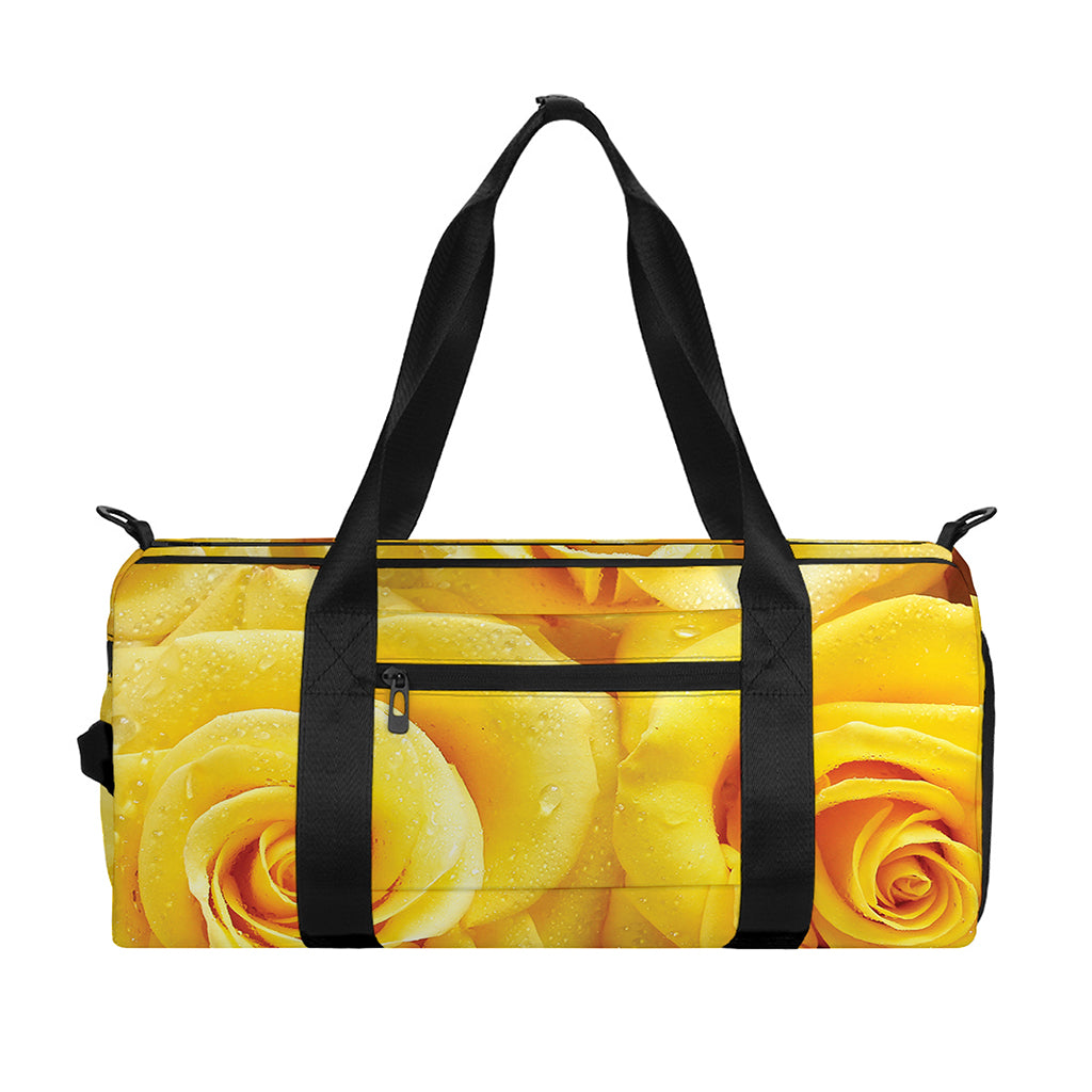 Yellow Rose Print Gym Bag