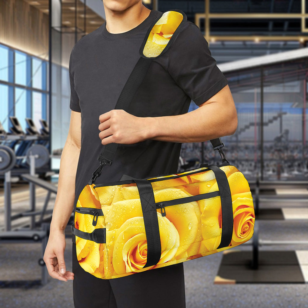 Yellow Rose Print Gym Bag
