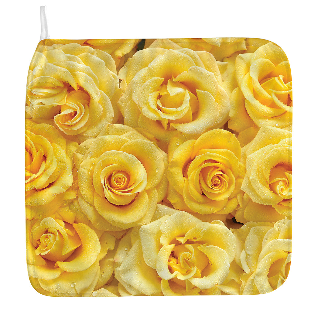 Yellow Rose Print Hand Towel