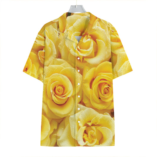 Yellow Rose Print Hawaiian Shirt
