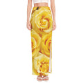Yellow Rose Print High Slit Maxi Skirt