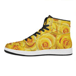 Yellow Rose Print High Top Leather Sneakers
