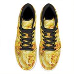 Yellow Rose Print High Top Leather Sneakers