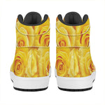 Yellow Rose Print High Top Leather Sneakers